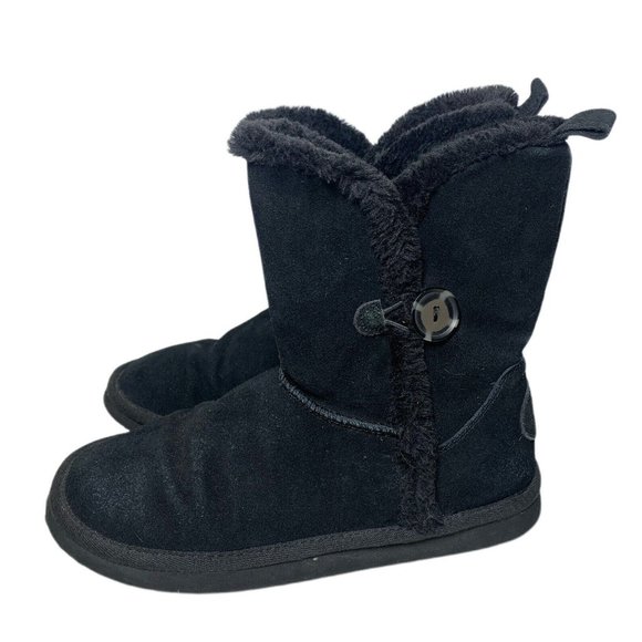 American Eagle Outfitters Shoes - American Eagle Womens 9 Boots Black Suede Pull On Shearling Style Faux Fur Lined